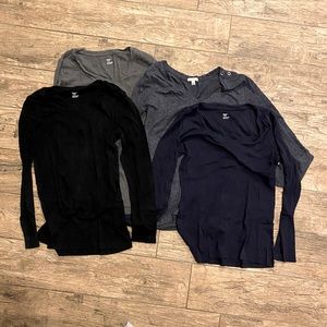 Lot of 4 Gap womens Small longsleeved tee shirts blue black grey super soft